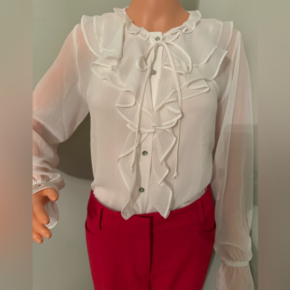 NWT Elegant Ivory Ruffled Blouse by Ann Taylor!